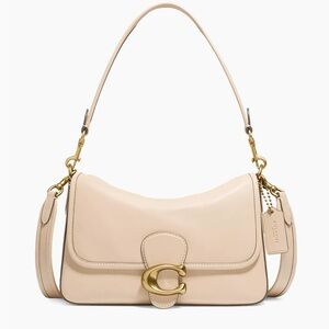 Soft Tabby Calf Leather Shoulder Bag Ivory
